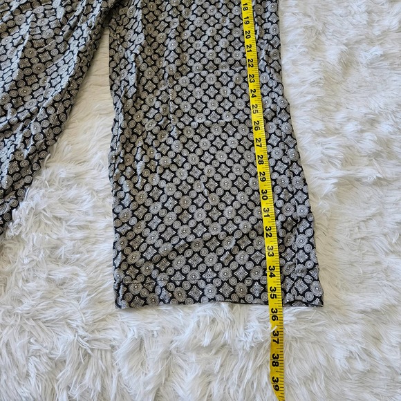 Zara‎ Woman Navy Blue & White Mosaic Pattern Wide Leg High Rise Pant. Size XS - Picture 8 of 9